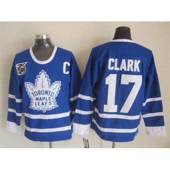 Toronto Maple Leafs #17 Wendel Clark Blue 75TH Throwback CCM Jersey