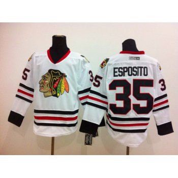 Chicago Blackhawks #35 Tony Esposito White Throwback CCM Jersey