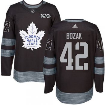 Men's Toronto Maple Leafs #42 Tyler Bozak Black 100th Anniversary Stitched NHL 2017 adidas Hockey Jersey