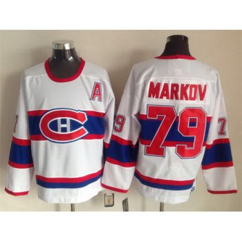 Montreal Canadiens #79 Andrei Markov White Throwback CCM Jersey