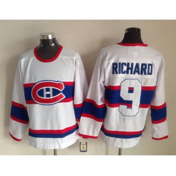 Montreal Canadiens #9 Maurice Richard White Throwback CCM Jersey