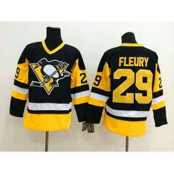 Pittsburgh Penguins #29 Marc-Andre Fleury Black Throwback CCM Jersey