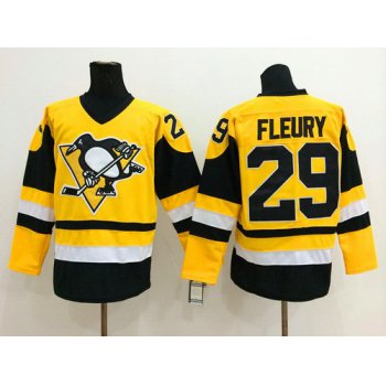 Pittsburgh Penguins #29 Marc-Andre Fleury Yellow Throwback CCM Jersey