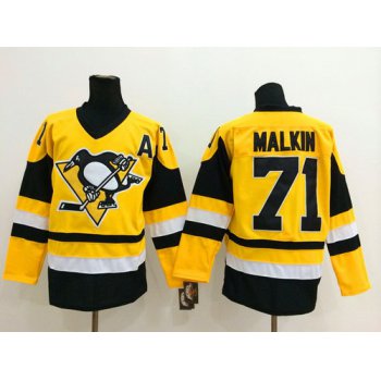 Pittsburgh Penguins #71 Evgeni Malkin Yellow Throwback CCM Jersey