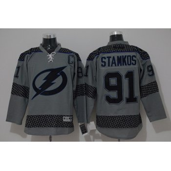 Tampa Bay Lightning #91 Steven Stamkos Charcoal Gray Jersey