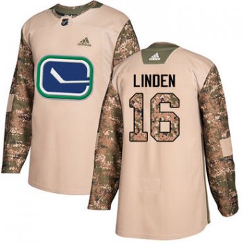 Adidas Canucks #16 Trevor Linden Camo Authentic 2017 Veterans Day Stitched NHL Jersey