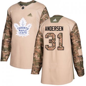 Adidas Maple Leafs #31 Frederik Andersen Camo Authentic 2017 Veterans Day Stitched NHL Jersey