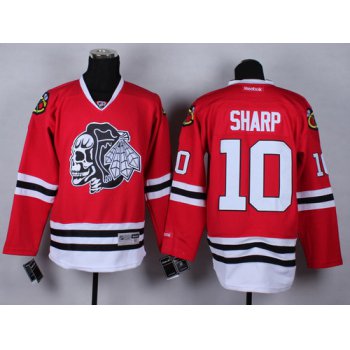 Chicago Blackhawks #10 Patrick Sharp Red With Black Skulls Jersey