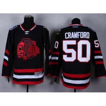 Chicago Blackhawks #50 Corey Crawford 2014 Stadium Series Black With Red Skulls Jersey