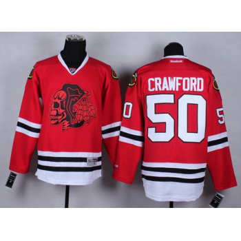 Chicago Blackhawks #50 Corey Crawford Red With Red Skulls Jersey