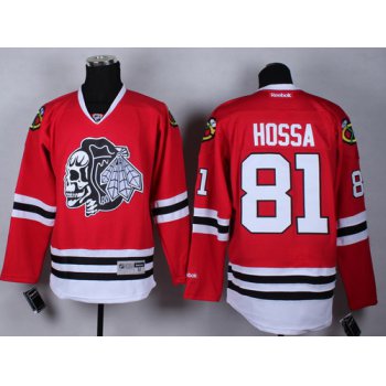 Chicago Blackhawks #81 Marian Hossa Red With Black Skulls Jersey