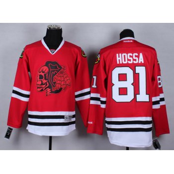 Chicago Blackhawks #81 Marian Hossa Red With Red Skulls Jersey