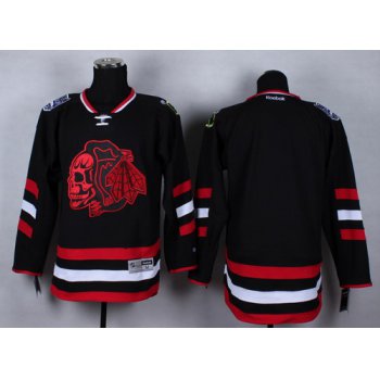 Chicago Blackhawks Blank 2014 Stadium Series Black With Red Skulls Jersey