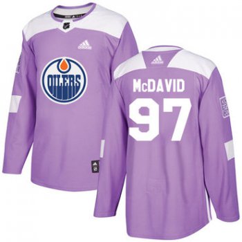 Adidas Edmonton Oilers #97 Connor McDavid Purple Authentic Fights Cancer Stitched NHL Jersey