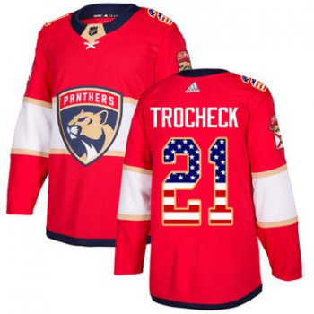 Adidas Panthers #21 Vincent Trocheck Red Home Authentic USA Flag Stitched NHL Jersey