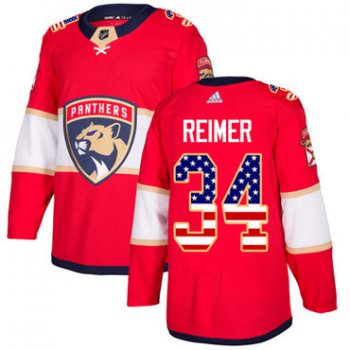 Adidas Panthers #34 James Reimer Red Home Authentic USA Flag Stitched NHL Jersey