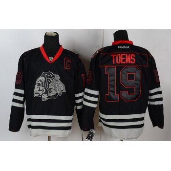 Chicago Blackhawks #19 Jonathan Toews Black Ice Skulls Jersey