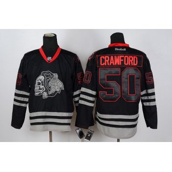 Chicago Blackhawks #50 Corey Crawford Black Ice Skulls Jersey