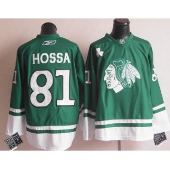 Chicago Blackhawks #81 Marian Hossa St. Patrick's Day Green Jersey