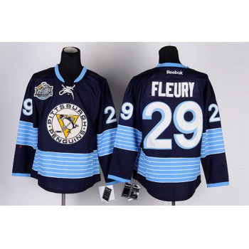 Pittsburgh Penguins #29 Marc-Andre Fleury Navy Blue Third Jersey