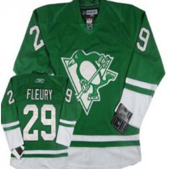 Pittsburgh Penguins #29 Marc-Andre Fleury St. Patrick's Day Green Jersey