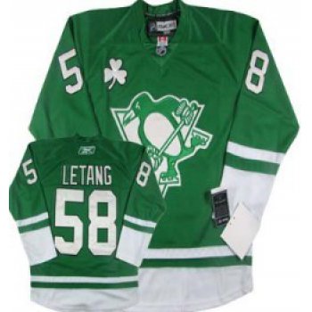 Pittsburgh Penguins #58 Kris Letang St. Patrick's Day Green Jersey