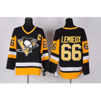 Pittsburgh Penguins #66 Mario Lemieux Black Throwback CCM Jersey