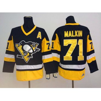 Pittsburgh Penguins #71 Evgeni Malkin Black Throwback CCM Jersey