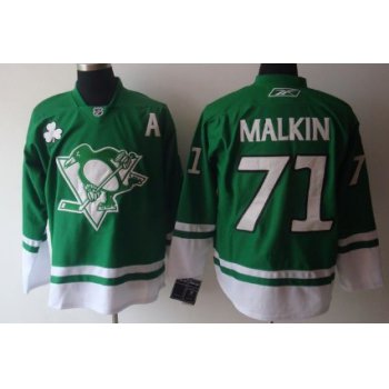 Pittsburgh Penguins #71 Evgeni Malkin St. Patrick's Day Green Jersey