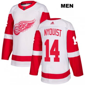 Mens Adidas Detroit Red Wings #14 Gustav Nyquist White Away Authentic NHL Jersey