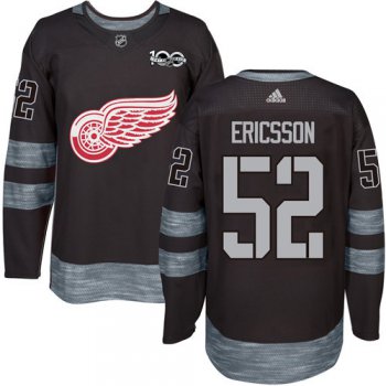 Red Wings #52 Jonathan Ericsson Black 1917-2017 100th Anniversary Stitched NHL Jersey