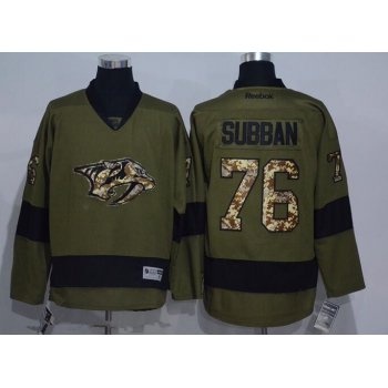 Men's Nashville Predators #76 P. K. Subban Green Salute to Service Stitched NHL Reebok Hockey Jersey