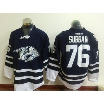 Men's Nashville Predators #76 P. K. Subban Navy Blue Third Stitched NHL Reebok Hockey Jersey