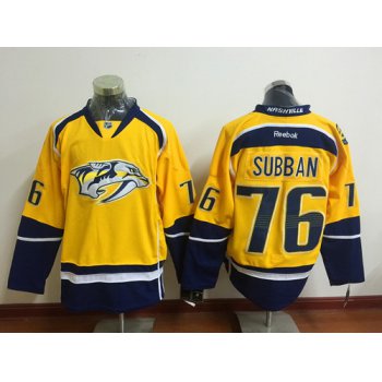 Men's Nashville Predators #76 P. K. Subban Yellow Reebok Hockey Jersey