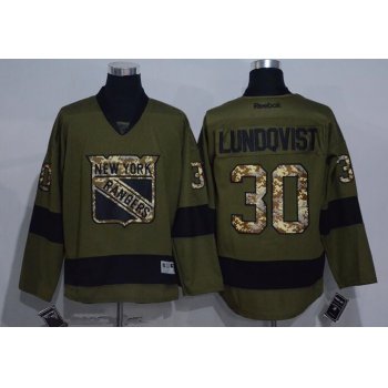 Men's New York Rangers #30 Henrik Lundqvist Green Salute to Service Stitched NHL Reebok Hockey Jersey