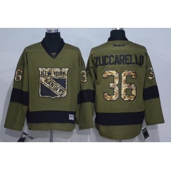 Men's New York Rangers #36 Mats Zuccarello Green Salute to Service Stitched NHL Reebok Hockey Jersey