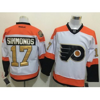 Men's Philadelphia Flyers #17 Wayne Simmonds White 50th Anniversary Gold Stitched NHL Reebok Hockey Jersey