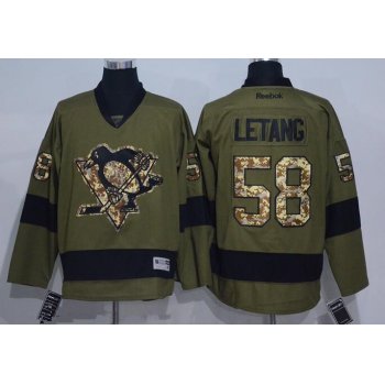 Men's Pittsburgh Penguins #58 Kris Letang Black Third Reebok Hockey Jersey