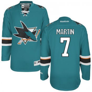 Men's San Jose Sharks #7 Paul Martin Teal Green Home Jersey