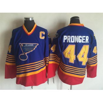 Men's St. Louis Blues #44 Chris Pronger 1995-96 Blue CCM Throwback Stitched Vintage Hockey Jersey