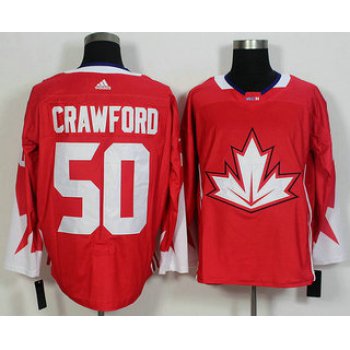 Men's Team Canada #50 Corey Crawford Red 2016 World Cup of Hockey Game Jersey