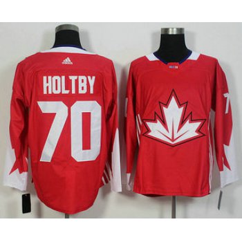 Men's Team Canada #70 Braden Holtby Red 2016 World Cup of Hockey Game Jersey