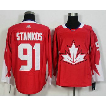 Men's Team Canada #91 Steven Stamkos Red 2016 World Cup of Hockey Game Jersey