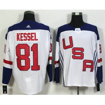 Men's Team USA #81 Phil Kessel White 2016 World Cup of Hockey Game Jersey