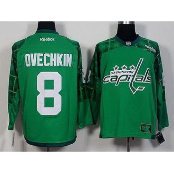 Men's Washington Capitals #8 Alex Ovechkin Green 2016 St. Patrick's Day Hockey Jersey