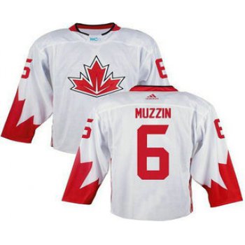 Team Canada Men's #6 Jake Muzzin White 2016 World Cup Stitched NHL Jersey