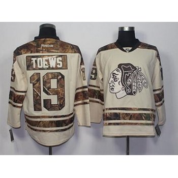 Men's Chicago Blackhawks #19 Jonathan Toews Cream With Camo Hockey Jersey