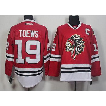 Men's Chicago Blackhawks #19 Jonathan Toews Red The Indians Skulls Fashion Jersey