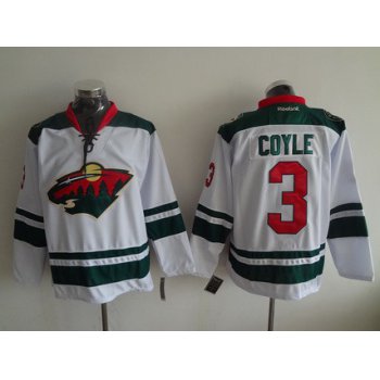 Men's Minnesota Wild #3 Charlie Coyle Reebok White Away Premier Hockey Jersey