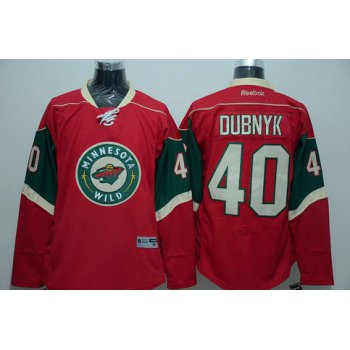 Men's Minnesota Wild #40 Devan Dubnyk Red Reebok Hockey Jersey